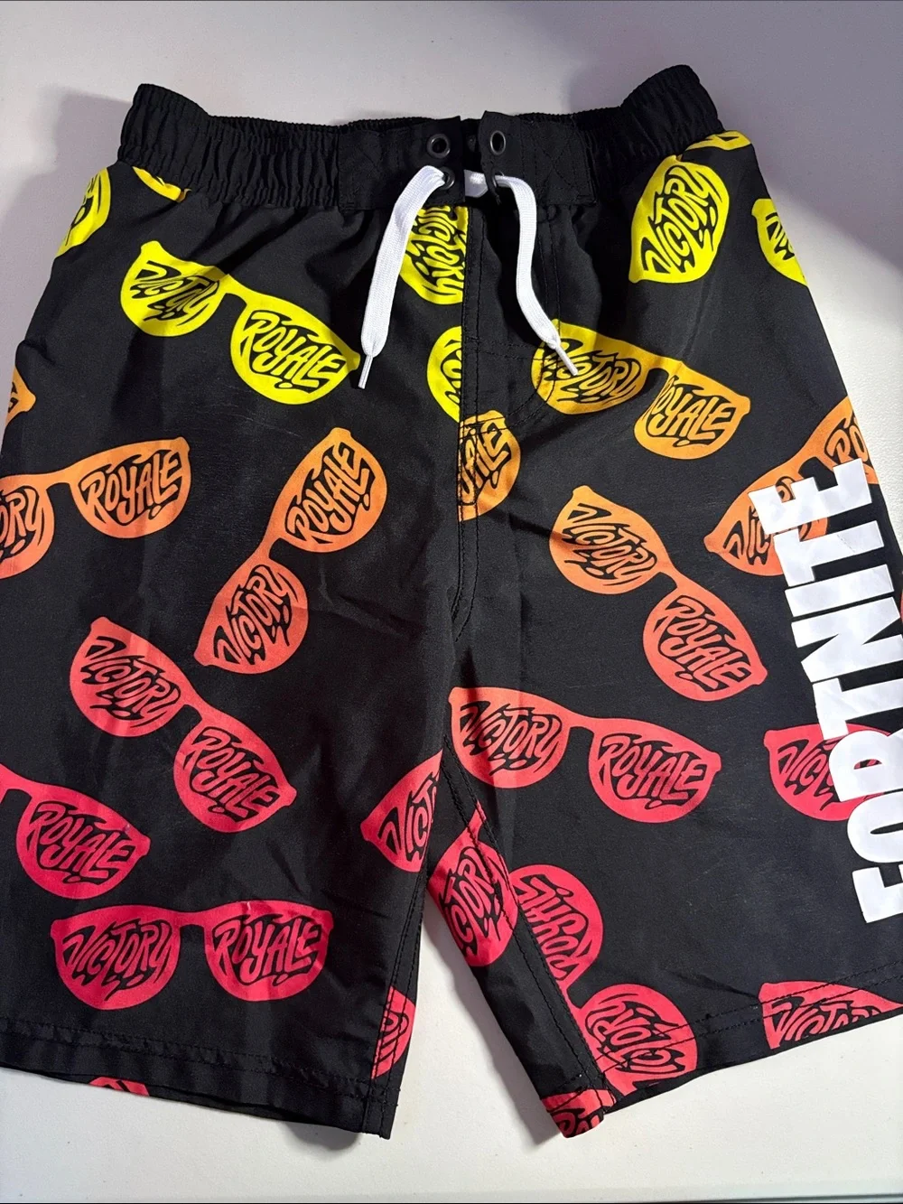 Boys (M) Black Fortnite Logo Swim Shorts